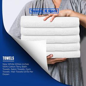 img 1 attached to 🏋️ Towels N More Set of 6 Gym Towels 20x40 White - 100% Cotton Terry Bath Towels for Salon Lightweight & Quick-Drying
