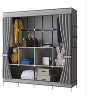 👚 yayi canvas wardrobe: portable storage organizer with 4 hanging rails - grey logo