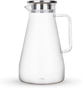 img 3 attached to 🥤 Purefold 68 oz Glass Pitcher with Lid for Hot/Cold Water, Household Kitchen Juice and Iced Tea Beverage Carafe with Handle