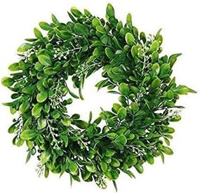 img 3 attached to 🌿 Adeeing Round Artificial Wreath - Green Leaf Door Decoration for Wedding Party Christmas Décor - 11 Inches