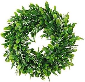 img 1 attached to 🌿 Adeeing Round Artificial Wreath - Green Leaf Door Decoration for Wedding Party Christmas Décor - 11 Inches