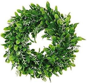 img 4 attached to 🌿 Adeeing Round Artificial Wreath - Green Leaf Door Decoration for Wedding Party Christmas Décor - 11 Inches