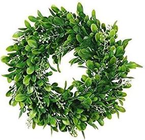 img 2 attached to 🌿 Adeeing Round Artificial Wreath - Green Leaf Door Decoration for Wedding Party Christmas Décor - 11 Inches