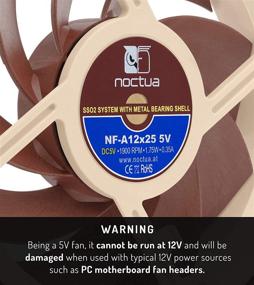 img 3 attached to 🌬️ Noctua NF-A12x25 5V Премиум тихий вентилятор с кабелем адаптера USB-питания - 120 мм, коричневый: непревзойденная производительность и ультра-тихая работа