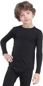 img 4 attached to Cozy & Warm: MANCYFIT Thermal Tops for Boys - Fleece-Lined Long Sleeve Baselayer Undershirts