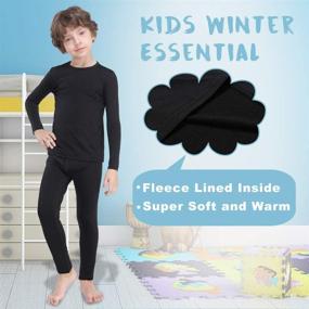 img 1 attached to Cozy & Warm: MANCYFIT Thermal Tops for Boys - Fleece-Lined Long Sleeve Baselayer Undershirts