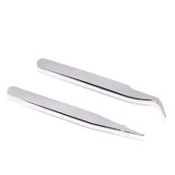 💅 silver nail art tweezers with curved, straight, and pointed tips for ongles logo