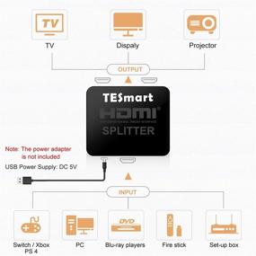 img 1 attached to 🎮 TESmart Ultra HD 4K@30Hz 1x2 HDMI Splitter: Простое совместное использование и улучшенное качество изображения для DVD-плеера, ТВ-приставки PS3/4 Xbox.