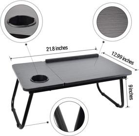 img 3 attached to 🖥️ Adjustable Laptop Desk with Foldable Legs & Cup Slot for Home, Office, Bed, Couch - Black