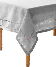 img 4 attached to Rectangle Tablecloth with Elegant Embroidery by Violet Linen