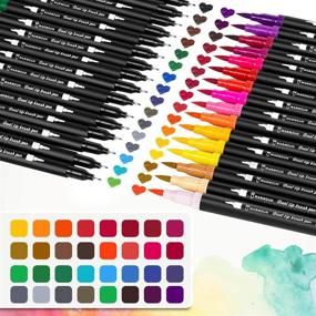 img 3 attached to 🎨 Warmsun 32 Colors Dual Brush Pens Art Markers: Vibrant Water Based Pen Set for Kid and Adult Drawing, Coloring Book, and Note-Taking