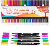 🎨 warmsun 32 colors dual brush pens art markers: vibrant water based pen set for kid and adult drawing, coloring book, and note-taking logo