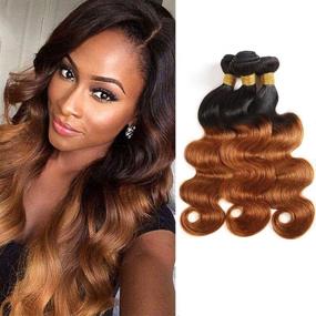 img 4 attached to Bundles Two Tone Extensions Brazilian Virgin