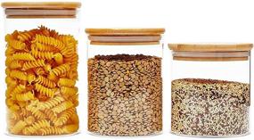 img 2 attached to 🍶 Airtight Glass Canisters with Bamboo Lids for Pantry Storage - 3 Sizes (5 Pack)