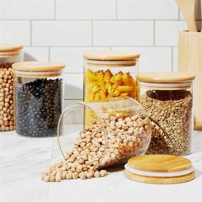 img 3 attached to 🍶 Airtight Glass Canisters with Bamboo Lids for Pantry Storage - 3 Sizes (5 Pack)