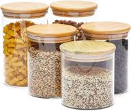 🍶 airtight glass canisters with bamboo lids for pantry storage - 3 sizes (5 pack) логотип