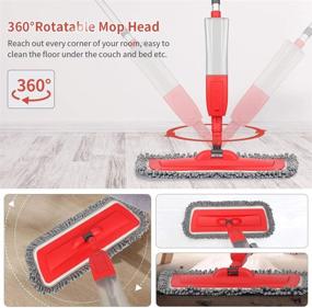 img 1 attached to 🧹 Red Spray Mop and Glass Wiper with Microfiber Pads - 360 Degree Rotatable Head, Suitable for Hardwood, Marble, Tile - Includes 3 Reusable Pads for Upward Spraying