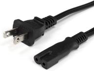 🔌 high-quality 2 prong power cord with copper wire core - polarized for satellite, catv, motorola & ps - nema 1-15p to c7 / iec320 - ul listed - black, 6ft power cable logo