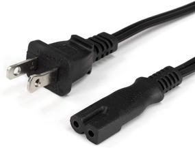 img 4 attached to 🔌 High-Quality 2 Prong Power Cord with Copper Wire Core - Polarized for Satellite, CATV, Motorola & PS - NEMA 1-15P to C7 / IEC320 - UL Listed - Black, 6ft Power Cable