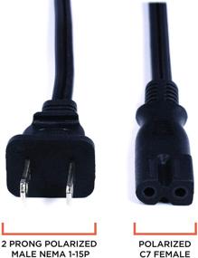 img 1 attached to 🔌 High-Quality 2 Prong Power Cord with Copper Wire Core - Polarized for Satellite, CATV, Motorola & PS - NEMA 1-15P to C7 / IEC320 - UL Listed - Black, 6ft Power Cable