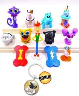 puppy dog pals party supplies – high-quality cake toppers – dog toys cake ornament – animated cartoon decorations for toddler birthday party – 12 cake toppers set with keychain логотип