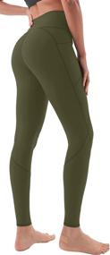 img 3 attached to 🩳 AFITNE High Waist Yoga Pants for Women with Pockets - Tummy Control & 4 Way Stretch Leggings for Workout, Running, Yoga