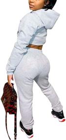 img 3 attached to 👚 Akmipoem Women's 2 Piece Sweatsuits Tracksuits: Sexy Long Sleeve Crop Hoodie & Bodycon Pants Sets