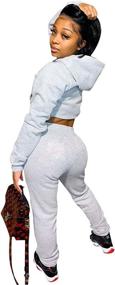 img 2 attached to 👚 Akmipoem Women's 2 Piece Sweatsuits Tracksuits: Sexy Long Sleeve Crop Hoodie & Bodycon Pants Sets