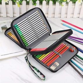 img 2 attached to BTSKY Zippered Pencil Case: Canvas 72 Slots Holder for Prismacolor, Crayola, Marco Pencils - Flamingo Black