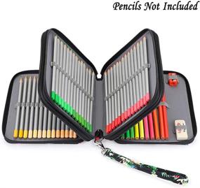 img 3 attached to BTSKY Zippered Pencil Case: Canvas 72 Slots Holder for Prismacolor, Crayola, Marco Pencils - Flamingo Black