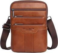 👜 compact leather sling shoulder bag: ideal for outdoor travel & business logo