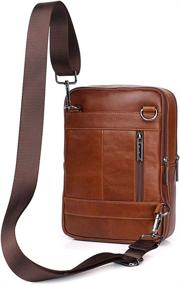 img 1 attached to 👜 Compact Leather Sling Shoulder Bag: Ideal for Outdoor Travel & Business