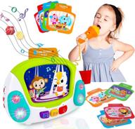 детский музыкальный караоке-аппарат nueplay kids с микрофоном: образовательная игрушка для раннего обучения с 4 сенсорными картами, функцией записи и воспроизведения, изменением голоса | идеальный подарок для детей (мальчиков и девочек от 3 до 6 лет+) логотип