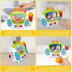 img 2 attached to Nueplay Kids Musical Toys Karaoke Machine with Microphone: Early Learning Educational Toy with 4 Touch Sensor Cards, Record & Playback, Voice Changer | Perfect Gift for Kids (Boys & Girls, Ages 3-6+)