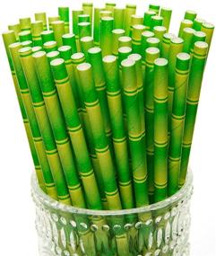 img 3 attached to 🎋 YEHAM 100 Pc Biodegradable Bamboo Print Paper Drinking Straws, 2 Assorted Colors, for Juices, Shakes, Birthday, Wedding, Party Supplies