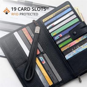 img 1 attached to 👛 Womens Leather Wristlet Organizer Checkbook Wallet – Handbags & Wallets for Women