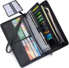 img 4 attached to 👛 Womens Leather Wristlet Organizer Checkbook Wallet – Handbags & Wallets for Women