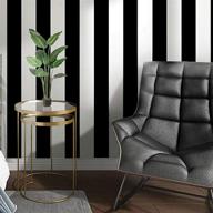 🖤 guvana stripe black white contact paper peel and stick wallpaper - 118"x17.7" self-adhesive, removable, waterproof vinyl decorative wall covering for cabinets, shelves, drawers логотип