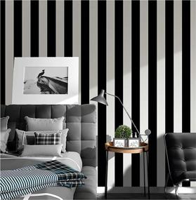 img 1 attached to 🖤 Guvana Stripe Black White Contact Paper Peel and Stick Wallpaper - 118"x17.7" Self-Adhesive, Removable, Waterproof Vinyl Decorative Wall Covering for Cabinets, Shelves, Drawers