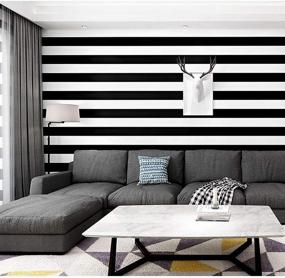 img 2 attached to 🖤 Guvana Stripe Black White Contact Paper Peel and Stick Wallpaper - 118"x17.7" Self-Adhesive, Removable, Waterproof Vinyl Decorative Wall Covering for Cabinets, Shelves, Drawers