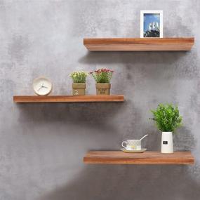 img 2 attached to 🪵 Rustic Pine Wood Floating Shelves for Walls - Kosiehouse Farmhouse Invisible Shelf Set for Storage, Display, and Organization in Bathroom, Kitchen, Bedroom, Living Room, and Office - Drywall Mounting Included