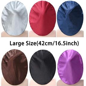 img 2 attached to Large Size Soft Satin Silk Sleep Cap with Wide Elastic Band for Women - Head Cover for Good Night's Sleep, Bonnet Sleep Cap, Night Sleeping Hat