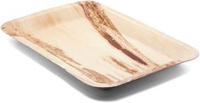 img 3 attached to 🌿 Pack of 5 - 14" Rectangular Palm Leaf Serving Trays Platters - Disposable, Compostable, Eco-Friendly, Sustainable - Natural, Tree-Free Option for Fancy Rustic Party Dinnerware and Utensils Similar to Wood and Bamboo