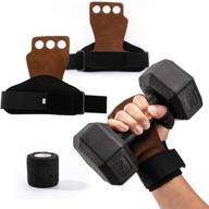 🏋️ premium leather hand grips with grip tape and wrist wraps for gymnastics rings, weight lifting, pull up bar - protection gloves to prevent rips and blisters - onlywin 3 hole логотип