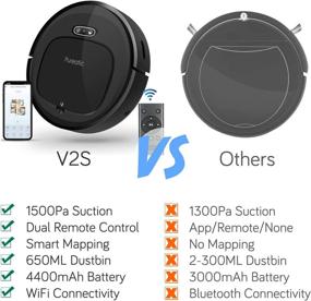 img 3 attached to 🤖 Pureatic V2S Robot Vacuum Cleaner - Smart Mapping, Dual Remote & App Control, 1500PA Strong Suction, Wi-Fi Connected, Self-Charging - Ideal for Pet Hair, Low Pile Carpets & Hard Floors (Standard Version)