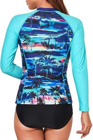 img 1 attached to Daci Women's 2 Piece Rash Guard Swimsuit - Long Sleeve Zipper Bathing Suit with Built-in Bra, UPF 50+