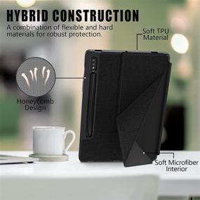 img 1 attached to 📱 Black Case for Samsung Galaxy Tab S7 Plus & Galaxy Tab S7 FE 12.4 inch, 2020/2021 Release - Multi-Viewing Angles, Soft TPU Back Cover with Pencil Holder for Samsung Tab S7 Plus [SM-T970/T975]