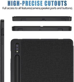 img 2 attached to 📱 Black Case for Samsung Galaxy Tab S7 Plus & Galaxy Tab S7 FE 12.4 inch, 2020/2021 Release - Multi-Viewing Angles, Soft TPU Back Cover with Pencil Holder for Samsung Tab S7 Plus [SM-T970/T975]