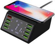 convenient 8-port wireless charging station with quick charge, usb hubs, and qi desktop charger (black) logo