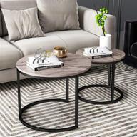 🪑 kotpop modern nesting coffee table set: stylish wood side tables for living room, balcony, and garden - sturdy metal frame, easy assembly, antique grey finish logo